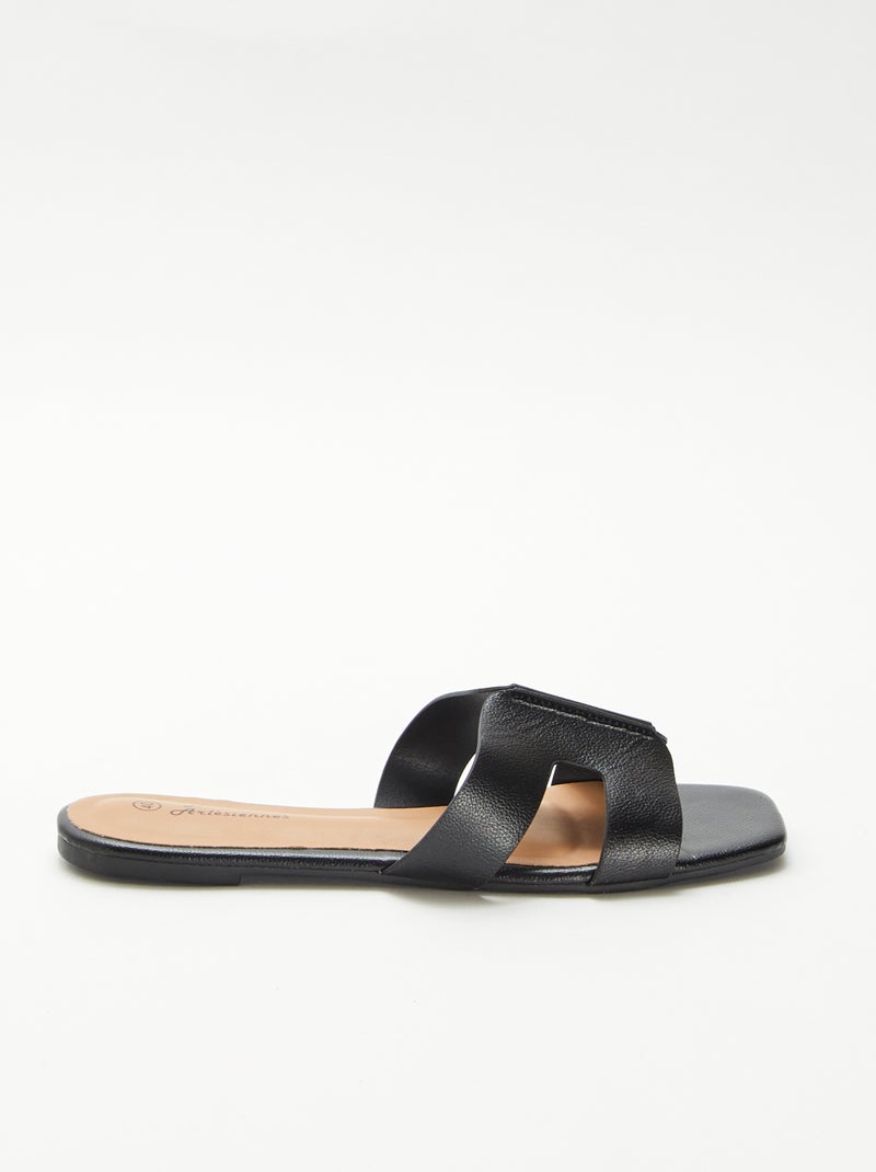 Mules en simili Noir - Kiabi