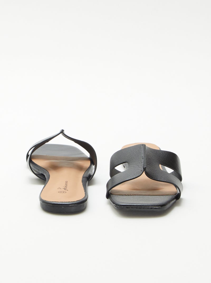 Mules en simili Noir - Kiabi