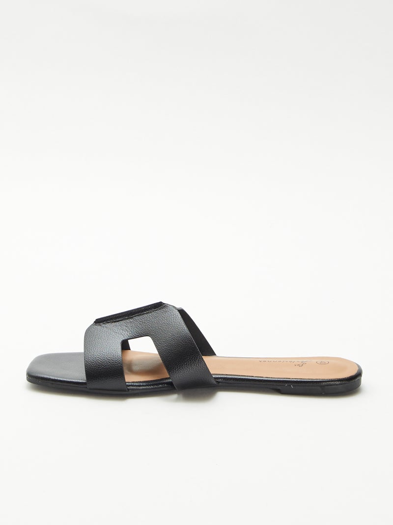 Mules en simili Noir - Kiabi