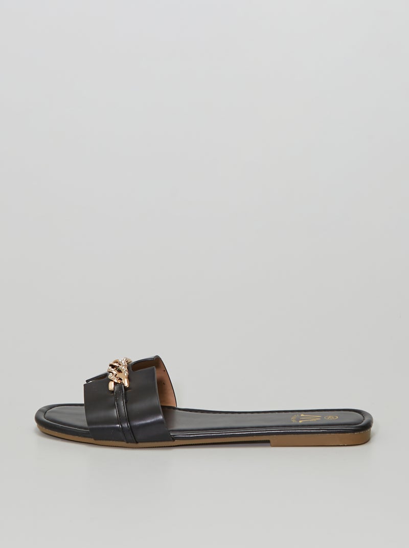Mules en simili noir - Kiabi