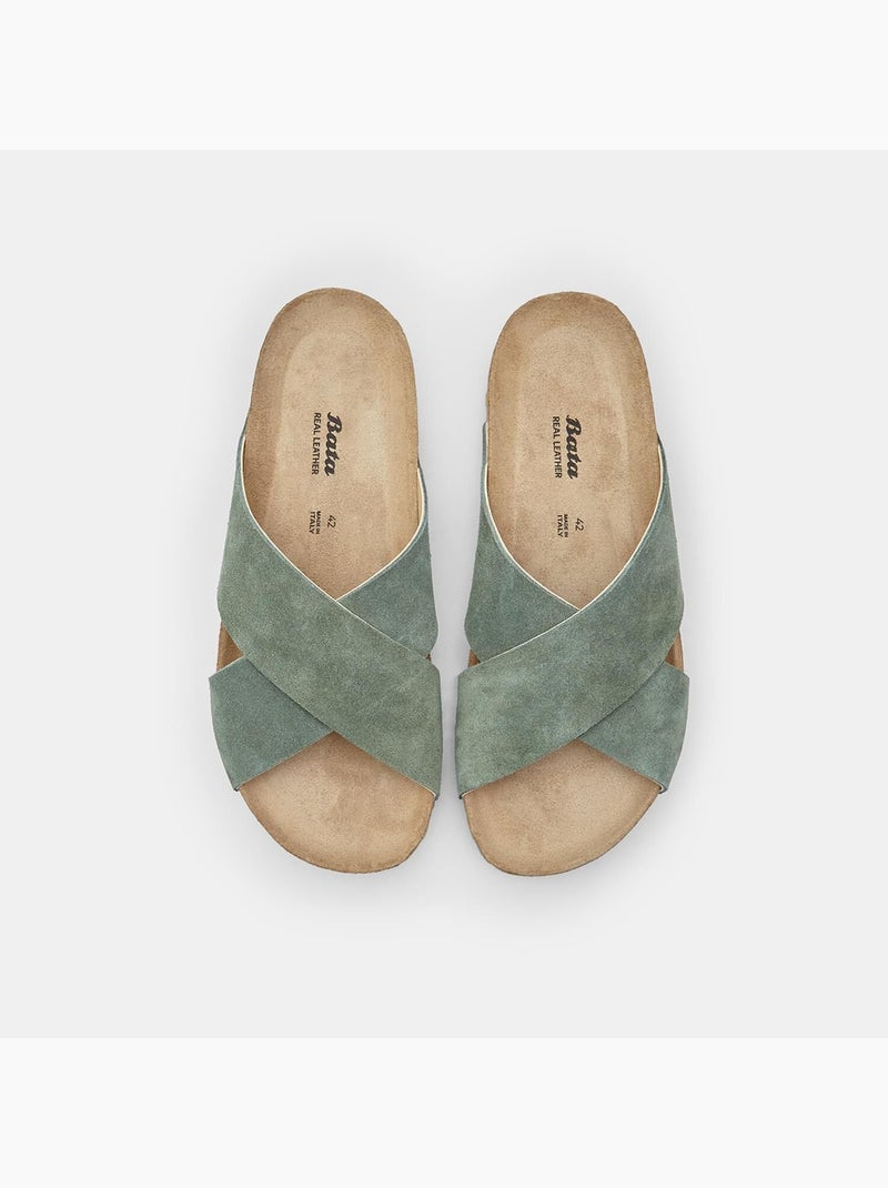 Mules en Suède pour Homme BATA Vert - Kiabi