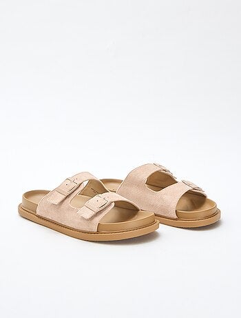 Mules en suédine à double bride