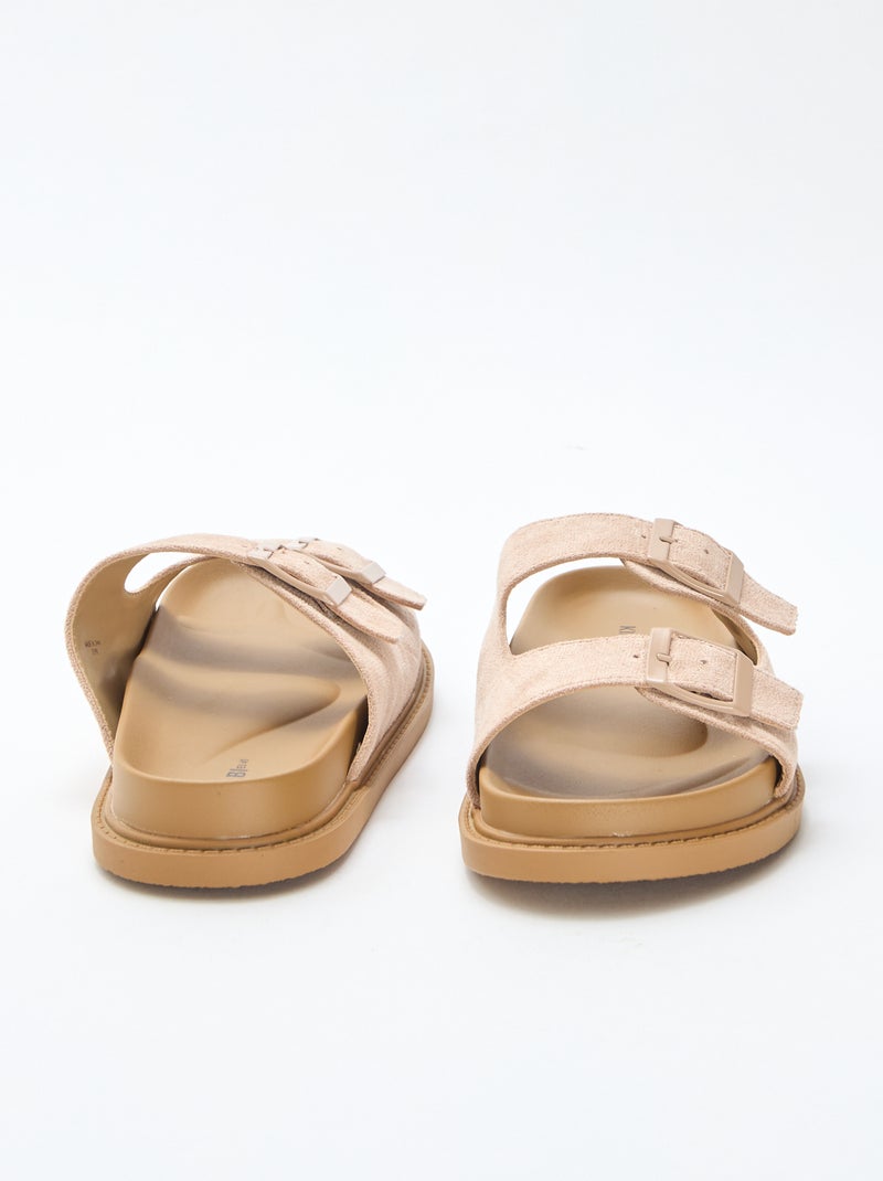 Mules en suédine à double bride Beige - Kiabi