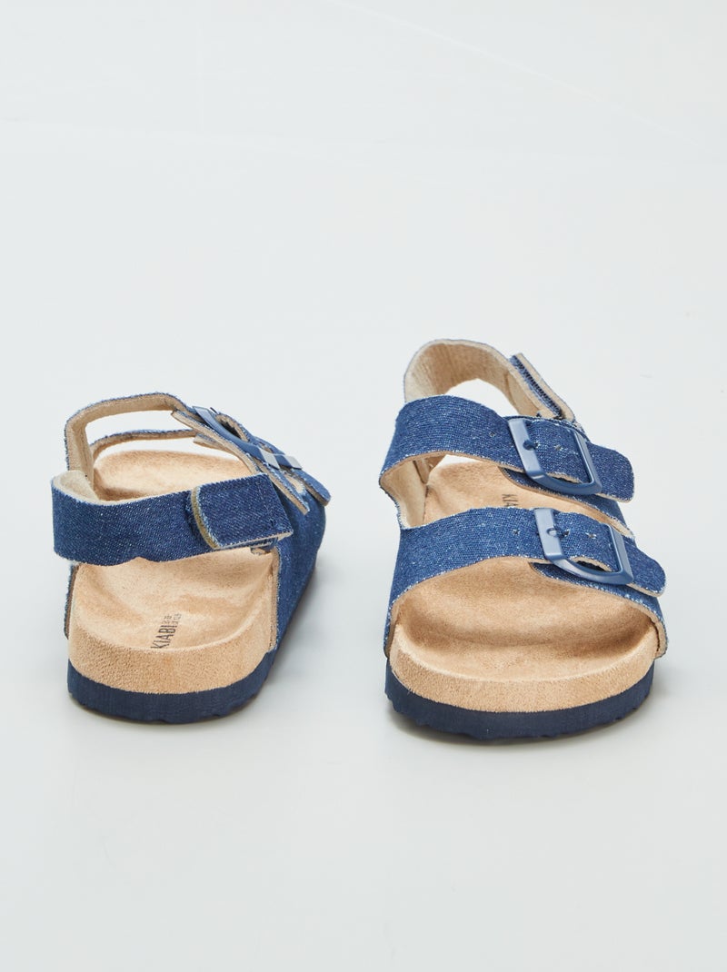 Mules en suédine à scratchs Bleu - Kiabi