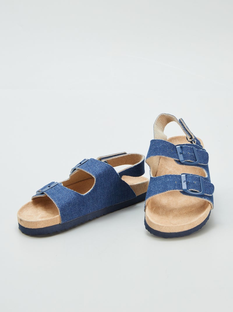 Mules en suédine à scratchs Bleu - Kiabi