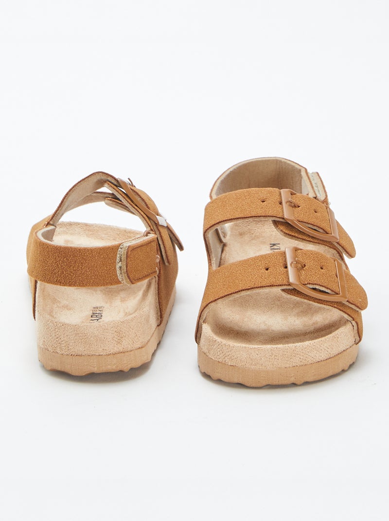 Mules en suédine ajustable par scratch MARRON - Kiabi