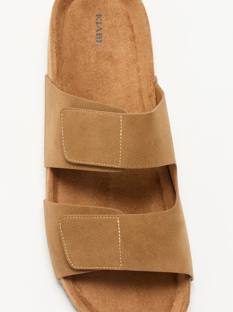 Mules en suédine avec brides à scratch Marron - Kiabi