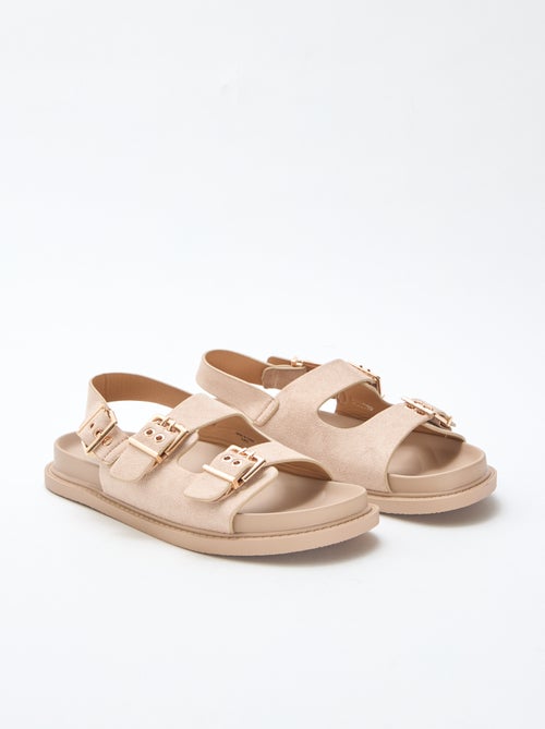 Mules en suédine avec brides ajustables à l'arrière - Kiabi