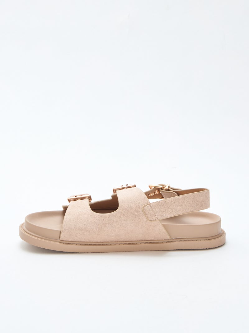Mules en suédine avec brides ajustables à l'arrière Beige - Kiabi