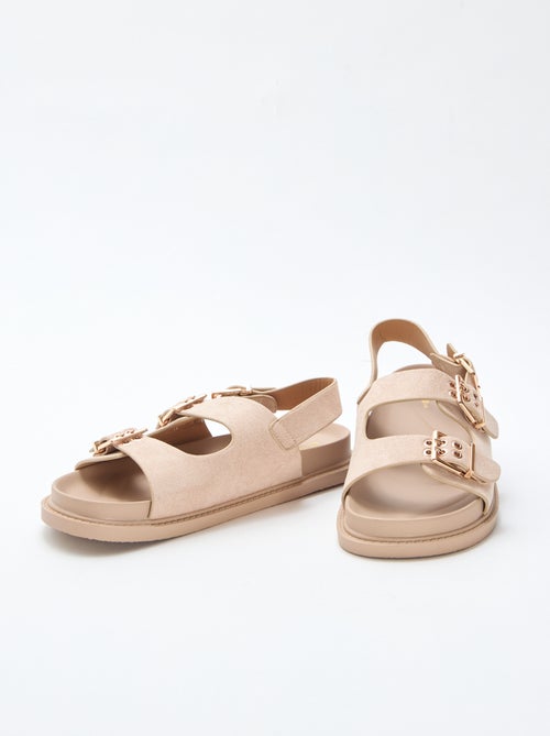 Mules en suédine avec brides ajustables à l'arrière - Kiabi