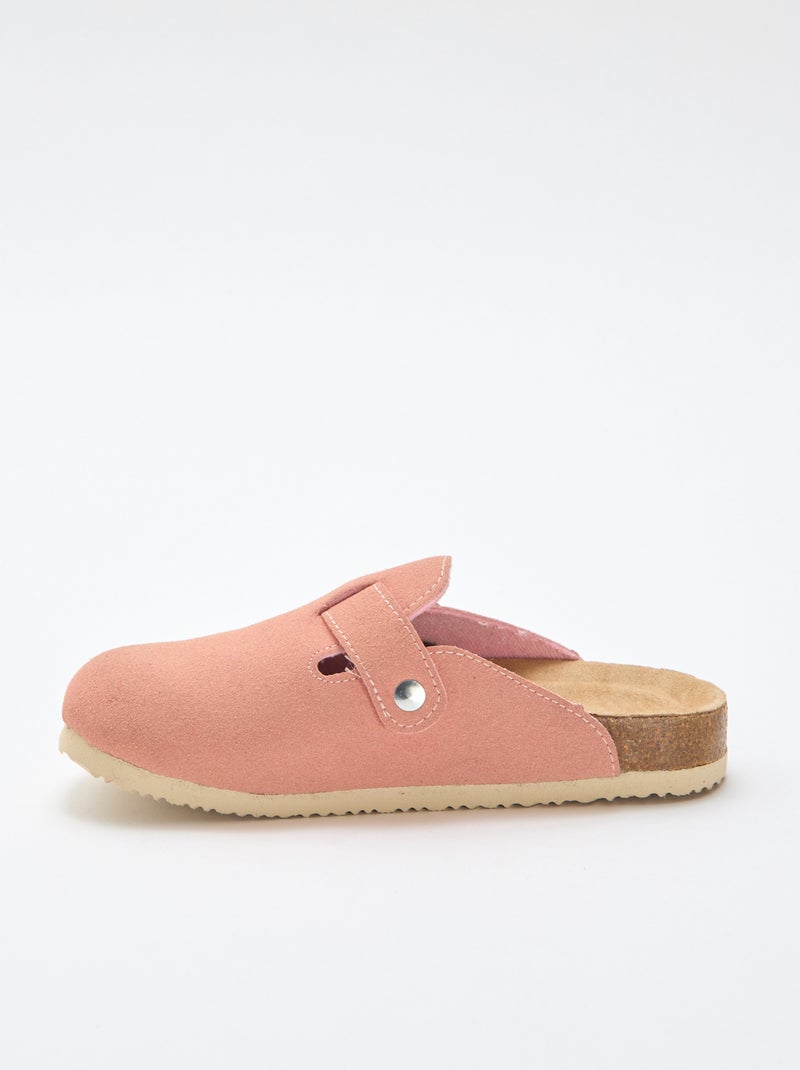 Mules en suédine avec sangles Rose - Kiabi