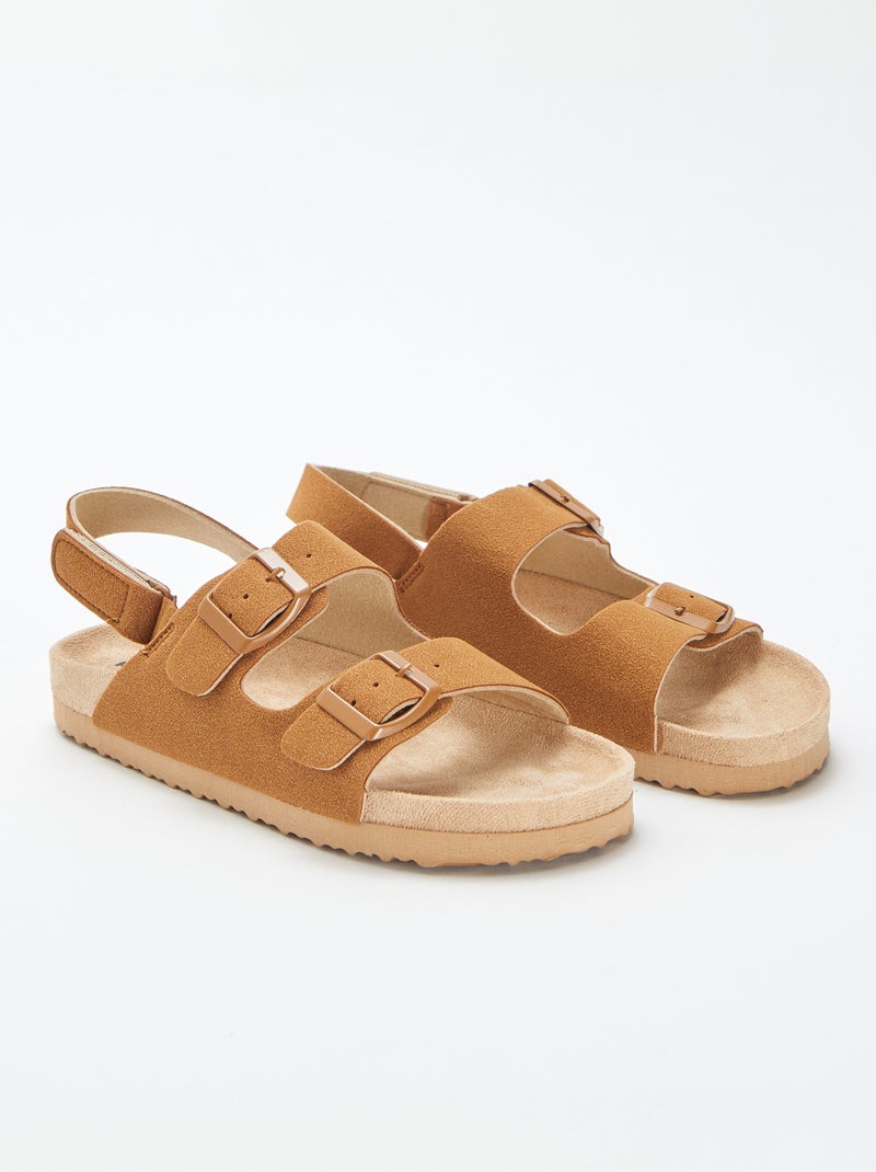 Mules en suédine avec scratch MARRON - Kiabi
