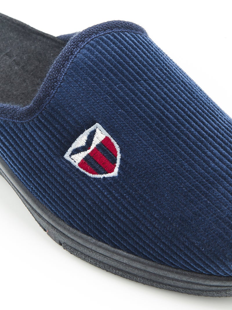 Mules en velours côtelé - Damart Bleu marine - Kiabi