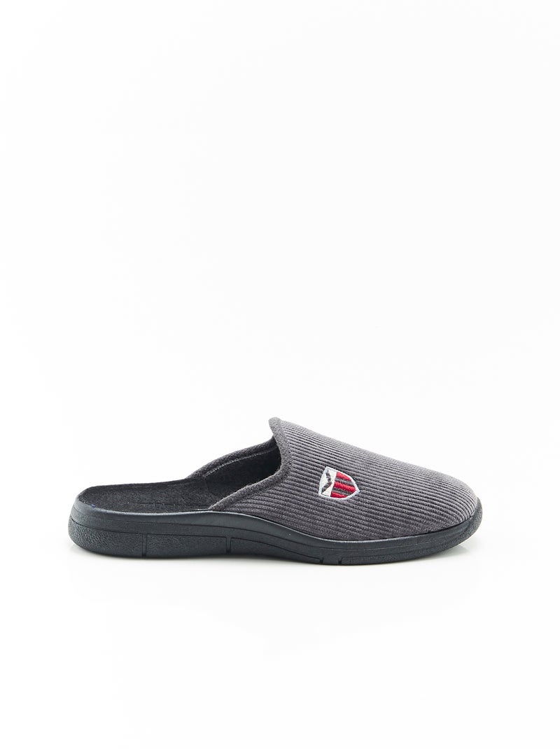 Mules en velours côtelé - Damart Gris - Kiabi