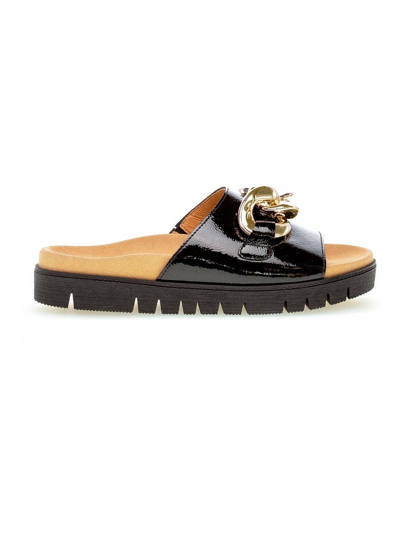 Mules  en vernis Noir Noir - Kiabi