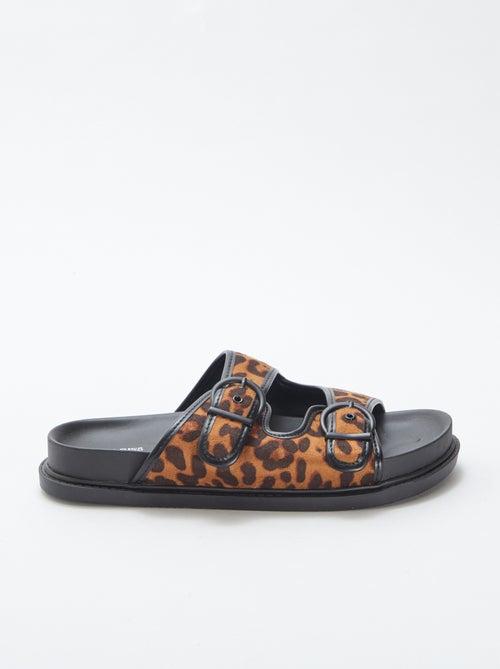 Mules épaisses avec imprimé léopard - Kiabi