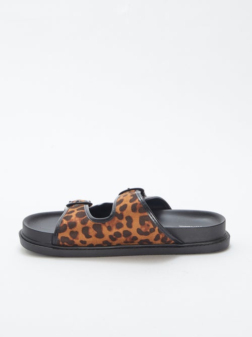 Mules épaisses avec imprimé léopard - Kiabi