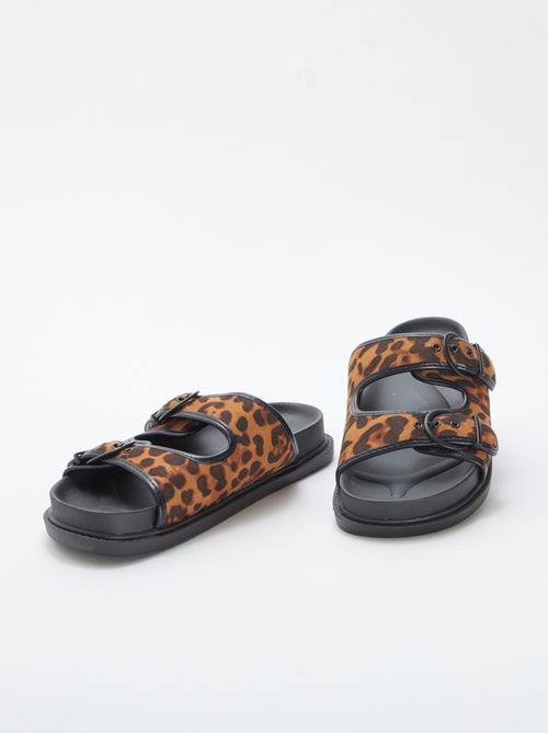 Mules épaisses avec imprimé léopard - Kiabi