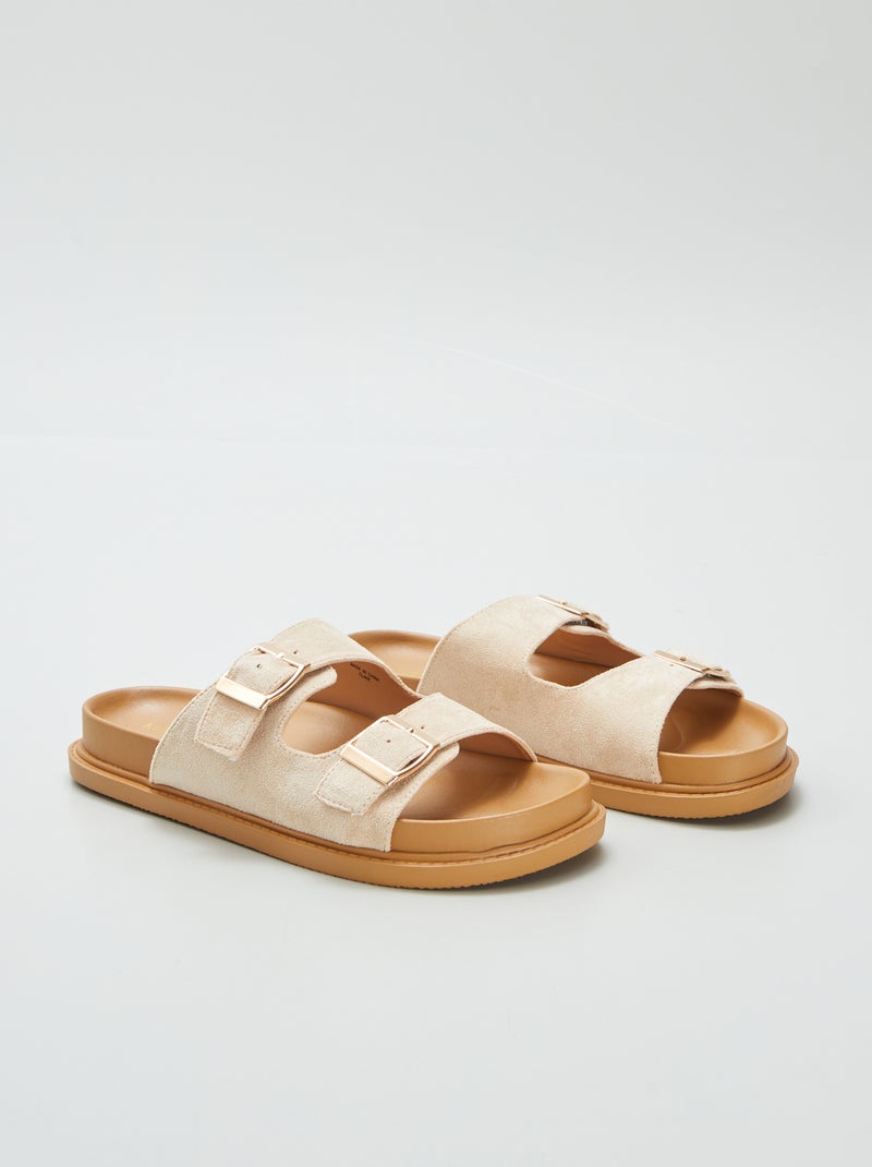 Mules épaisses double bride BEIGE - Kiabi