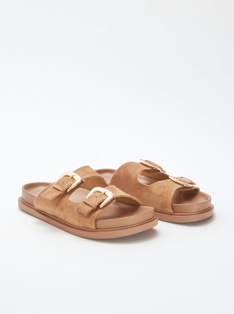 Mules épaisses double bride MARRON - Kiabi