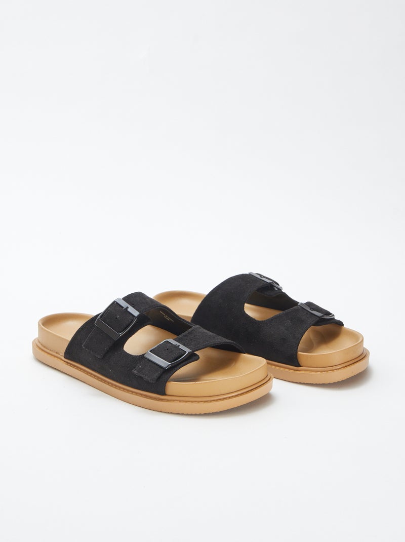 Mules épaisses double bride NOIR - Kiabi