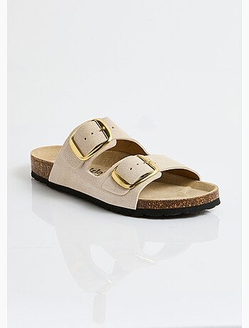 Mules ergonomiques compensées cuir à boucles - Afibel