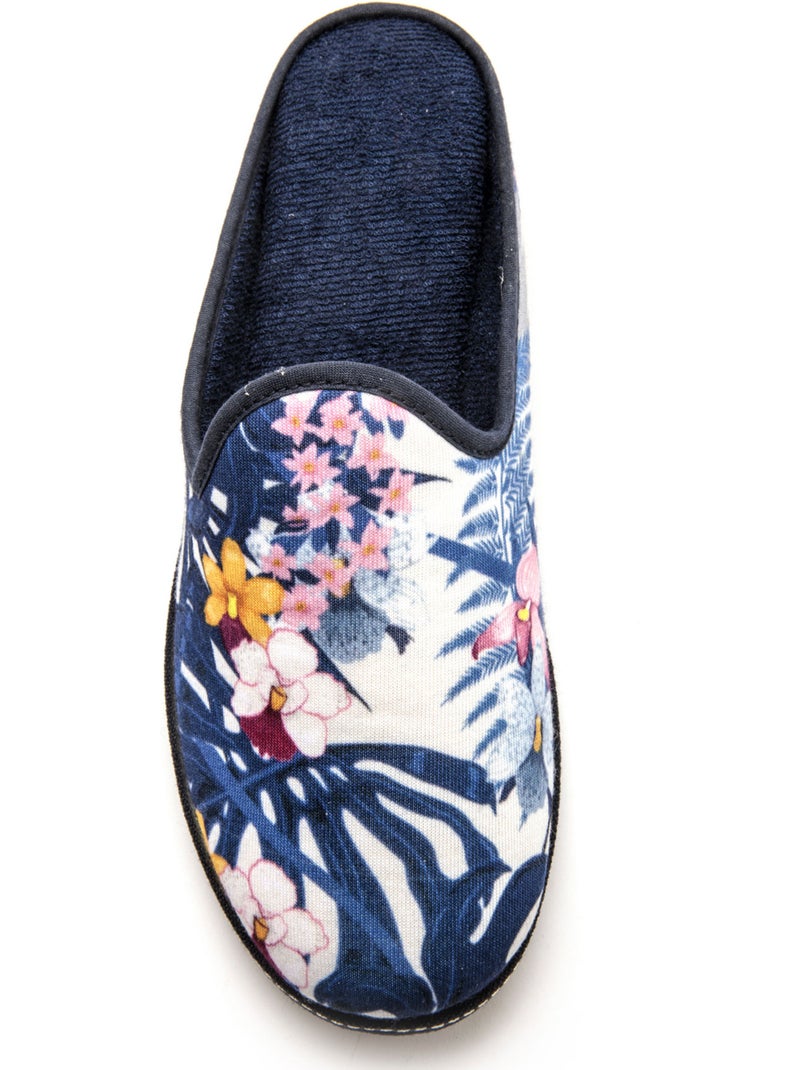 Mules fantaisie coton et éponge - PEDICONFORT Bleu Multicolore - Kiabi