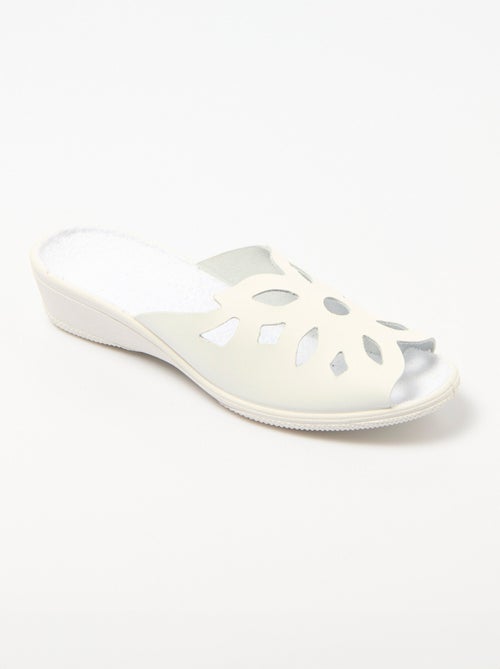 Mules fantaisie en cuir, largeur confort - Afibel - Kiabi