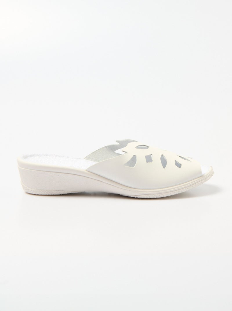Mules fantaisie en cuir, largeur confort - Afibel Blanc - Kiabi