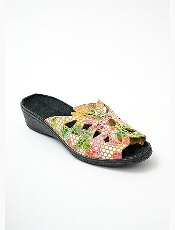 Mules fantaisie en cuir, largeur confort - Afibel