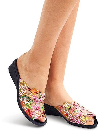 Mules fantaisie en cuir, largeur confort - Afibel