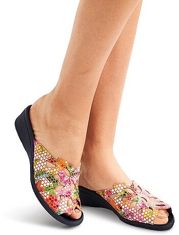 Mules fantaisie en cuir, largeur confort - Afibel