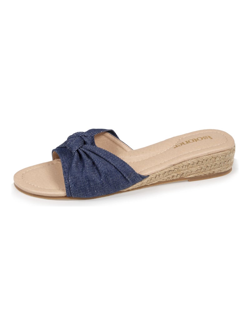 Mules femme talon corde effet jean bleu Isotoner Bleu Bleu - Kiabi