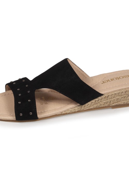 Mules Femme talon effet suédé Noir - Kiabi