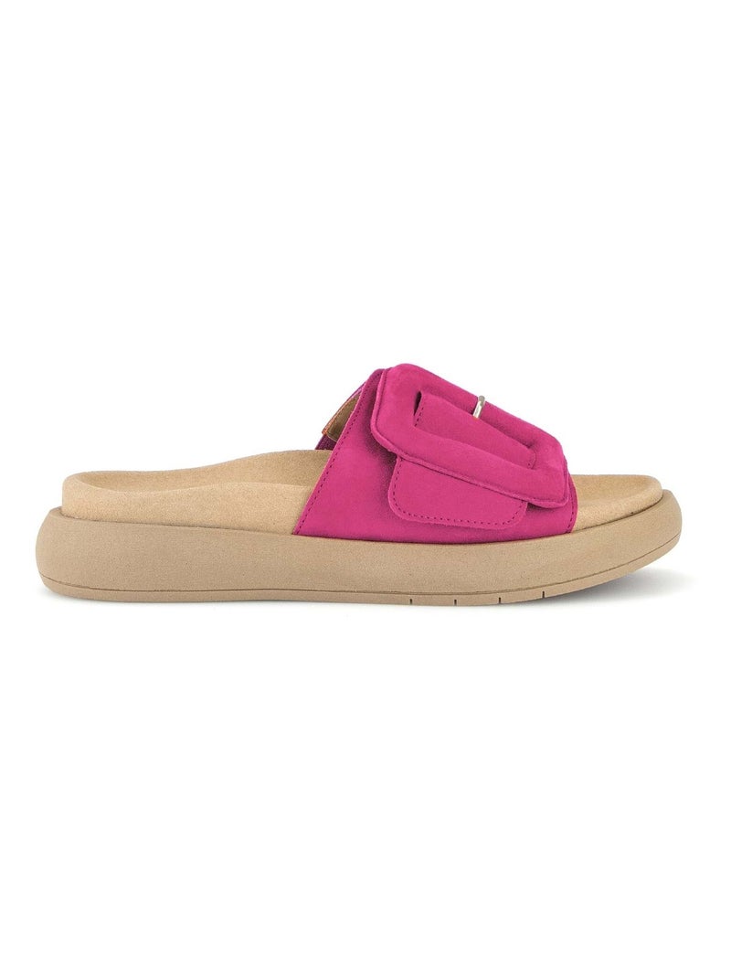 Mules  foncé en cuir velours Rose foncé - Kiabi