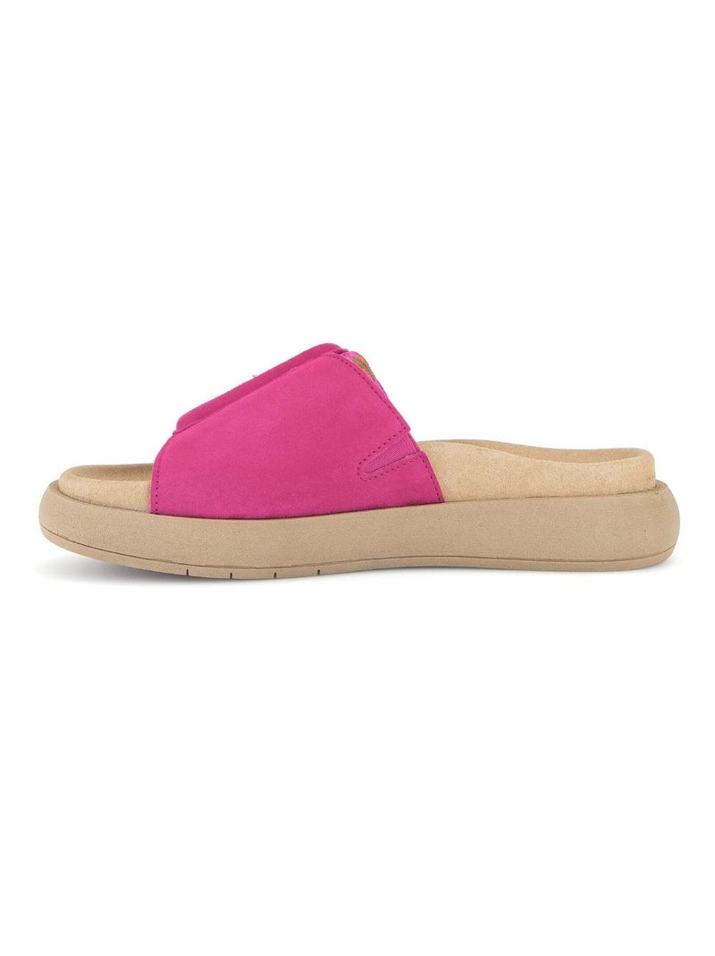 Mules  foncé en cuir velours Rose foncé - Kiabi