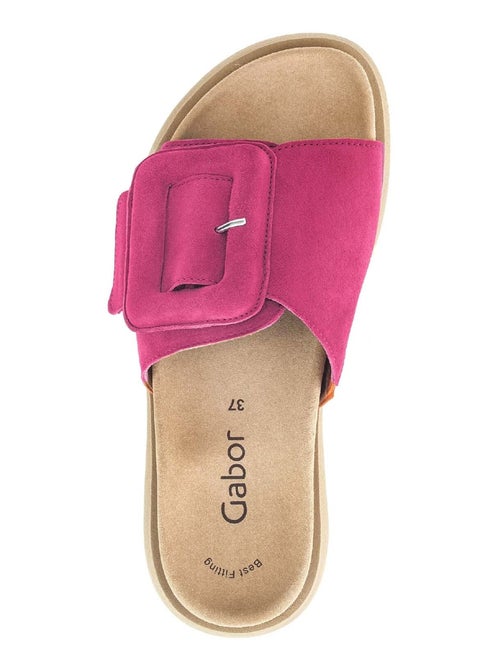 Mules  foncé en cuir velours - Kiabi