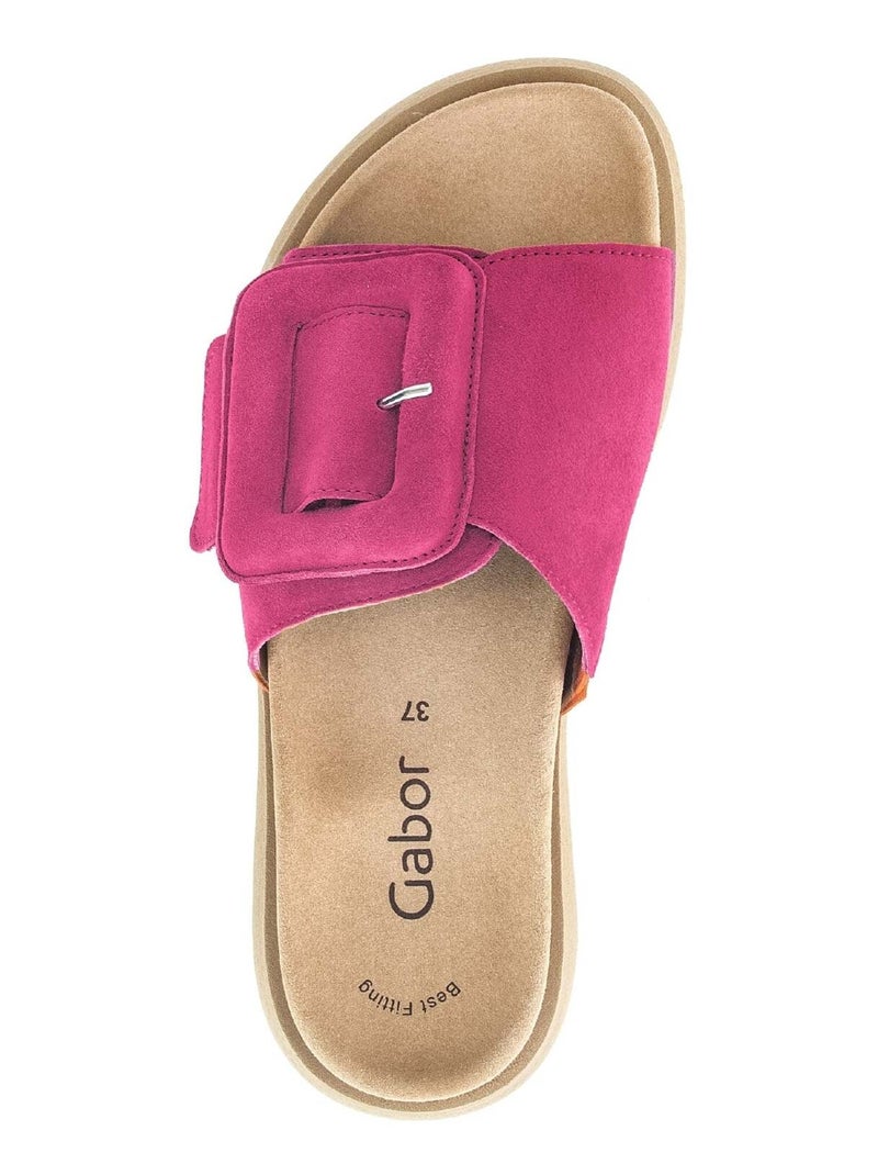 Mules  foncé en cuir velours Rose foncé - Kiabi
