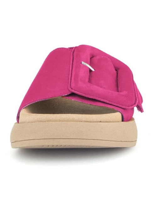 Mules  foncé en cuir velours - Kiabi