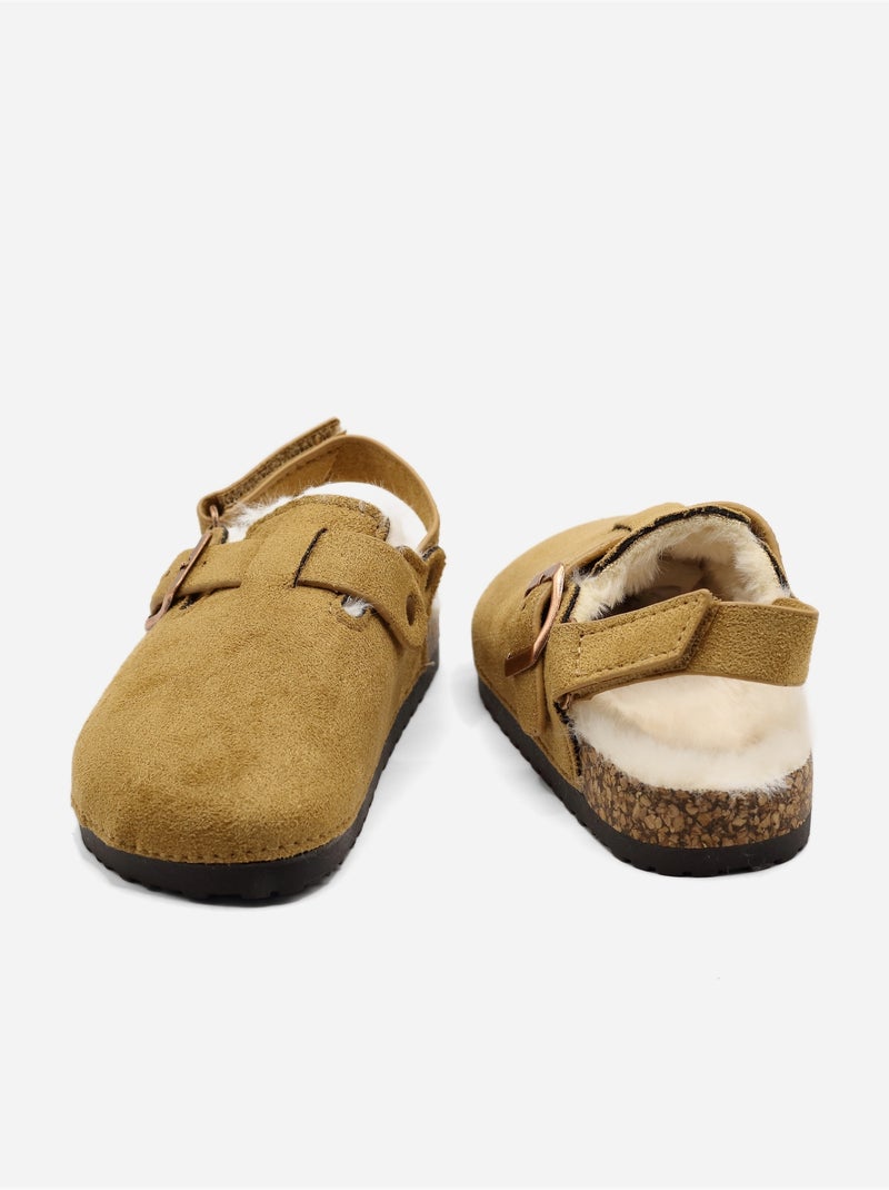 Mules fourrées Camel - Kiabi