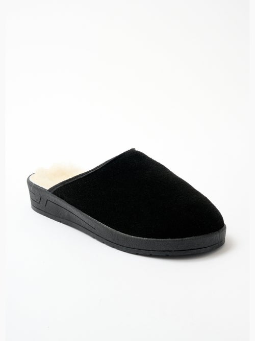 Mules fourrées cuir largeur confort - Afibel - Kiabi
