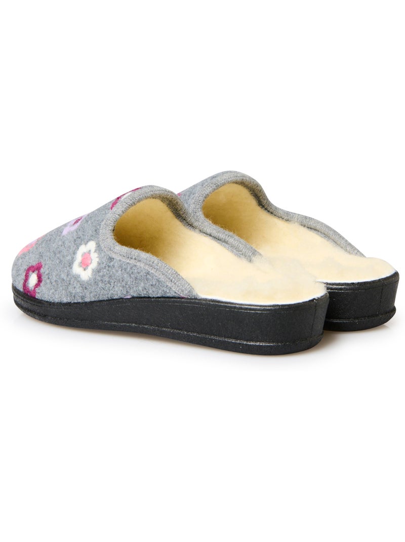 Mules fourrées laine - PEDICONFORT Gris clair - Kiabi