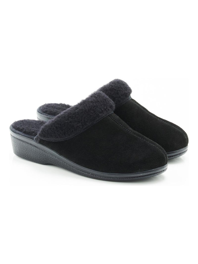 Mules fourrées pure laine - Damart Noir - Kiabi