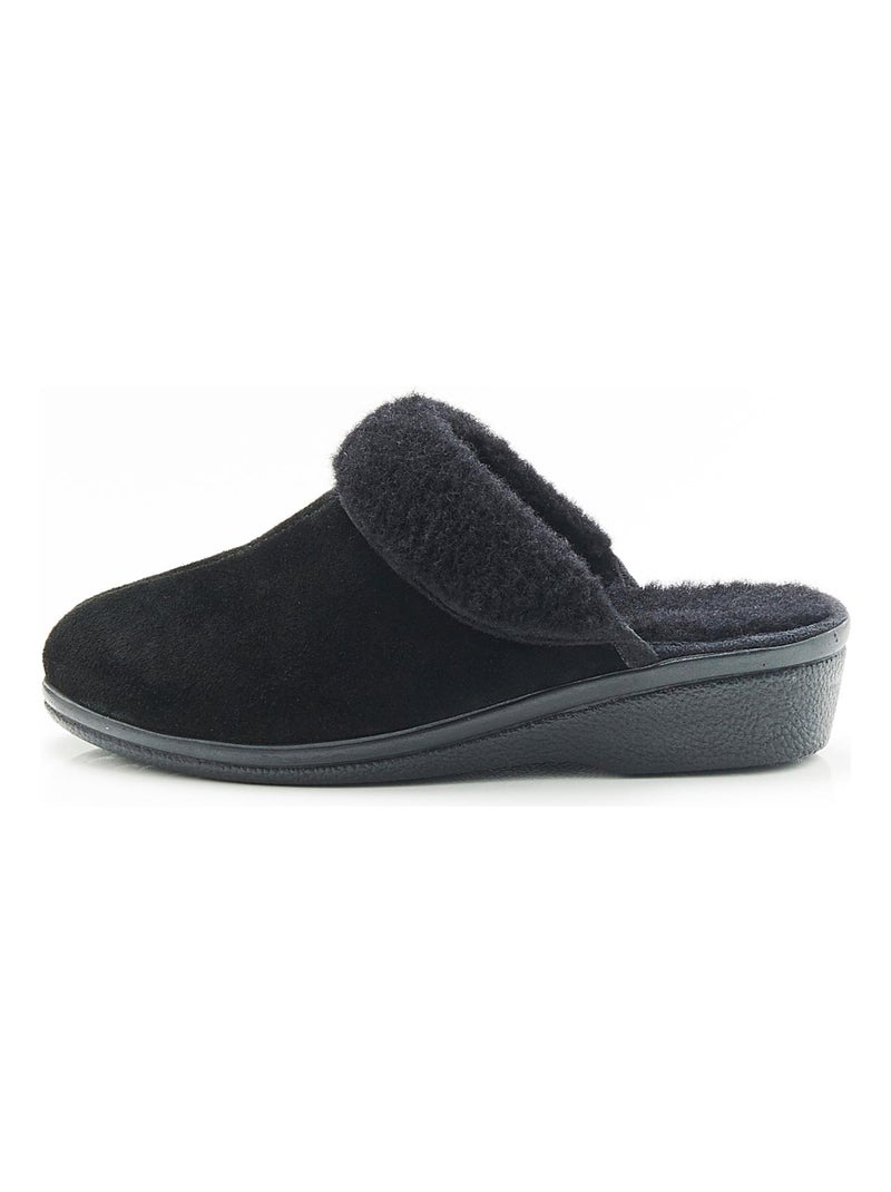 Mules fourrées pure laine - Damart Noir - Kiabi