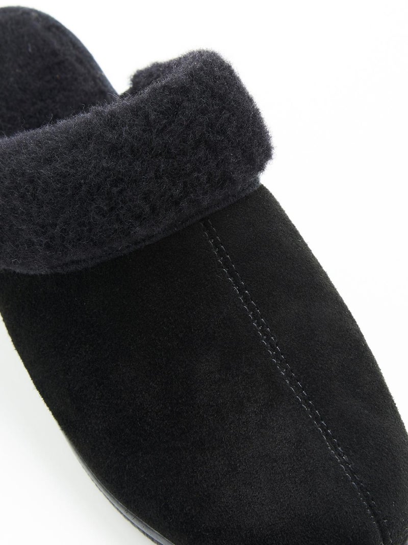 Mules fourrées pure laine - Damart Noir - Kiabi