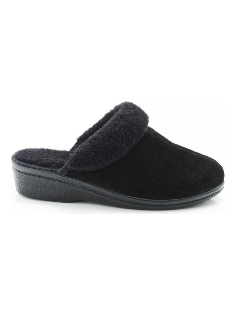 Mules fourrées pure laine - Damart Noir - Kiabi