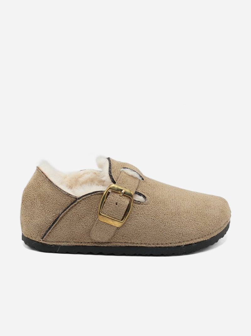 Mules fourrées Taupe - Kiabi