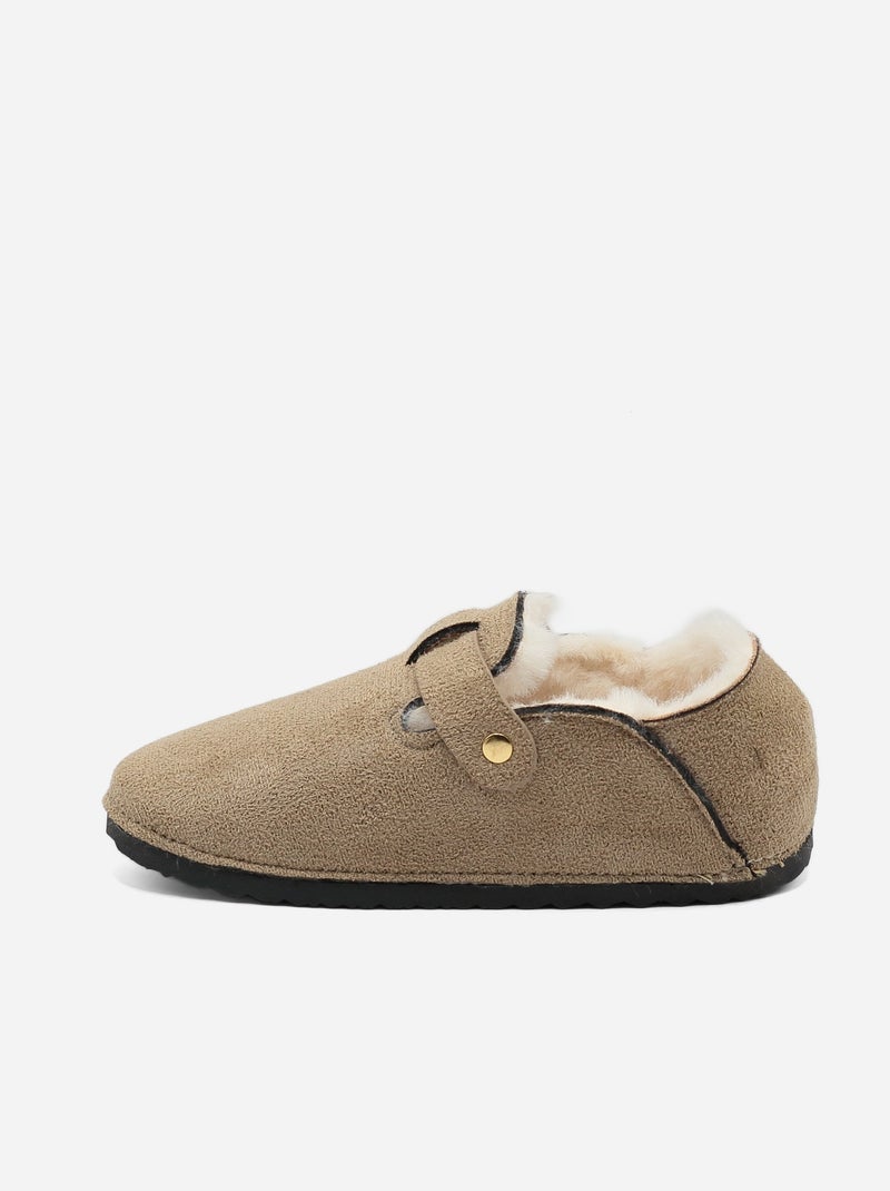Mules fourrées Taupe - Kiabi