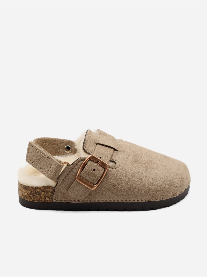 Mules fourrées Taupe - Kiabi