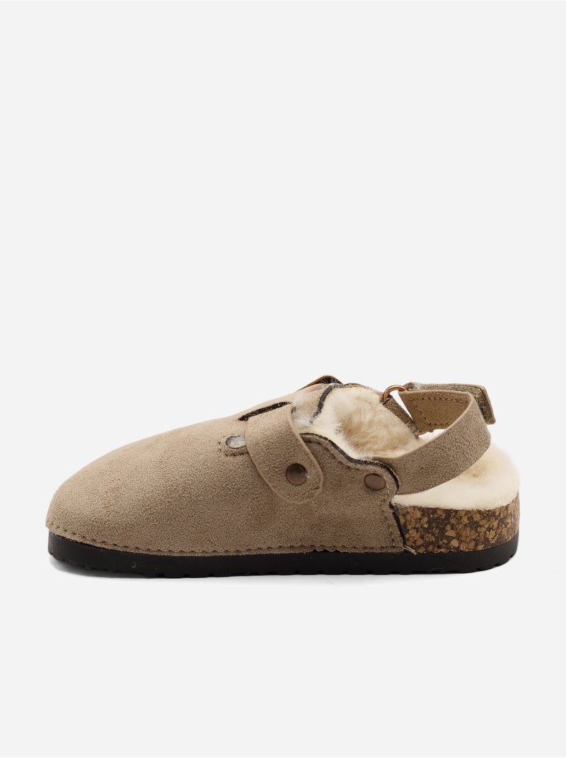 Mules fourrées Taupe - Kiabi